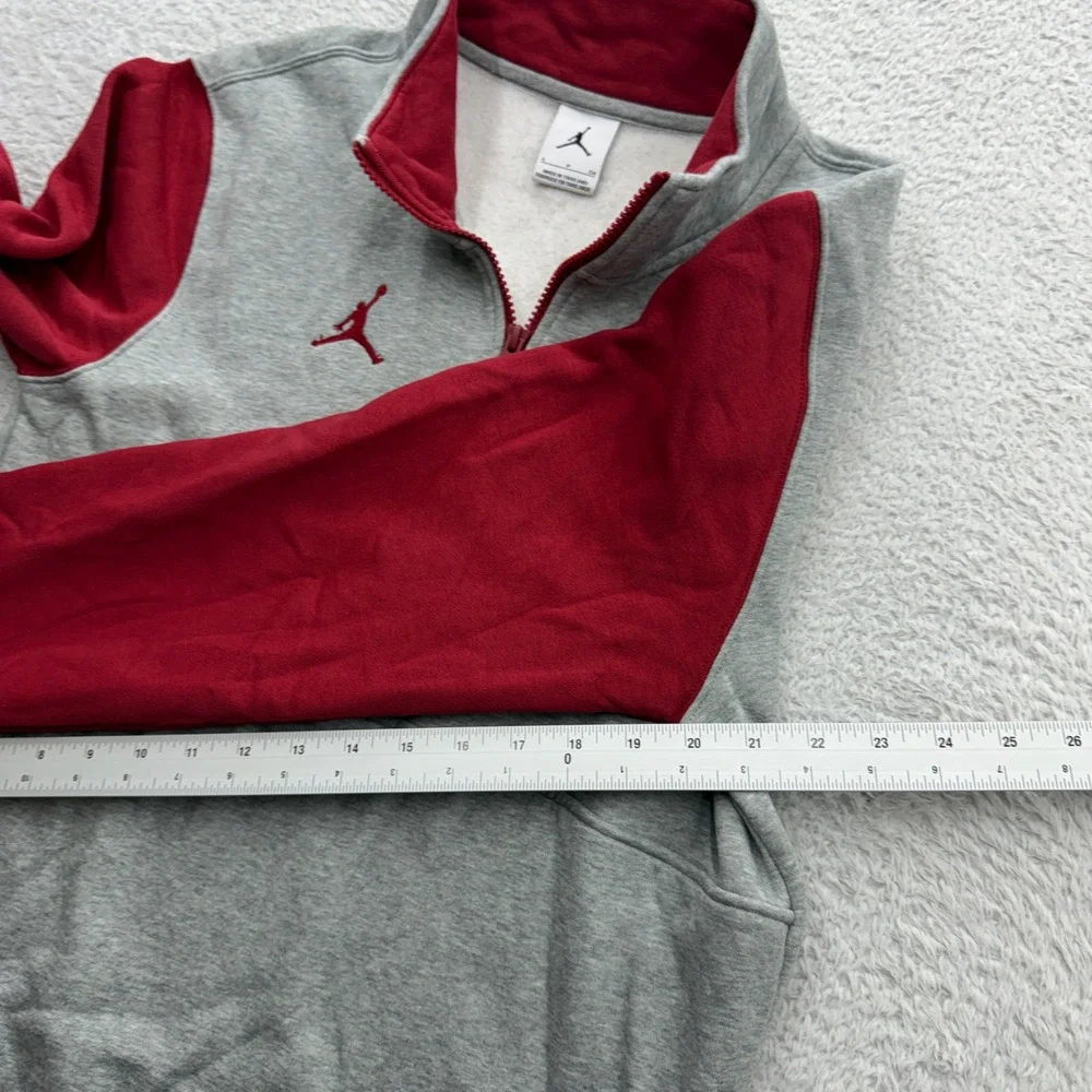 Jordan Oklahoma Sooners Quarter Zip Pullover Grey Crimson Mens Small NCAA Fleece